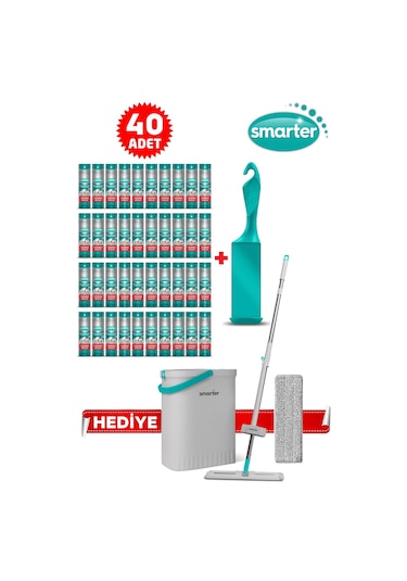 Smarter Tüy Toplayıcı 40 Adet Yedek Rulo Aparat ve Aqua Star Yedekli Mop Paspas