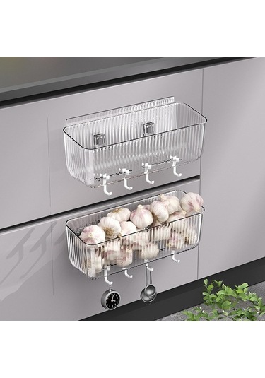 Pazly Suntek Asılı Sepet Organizatörü - Zencefil Sarımsak Saklama Temizleme Konteyneri Temizlemek