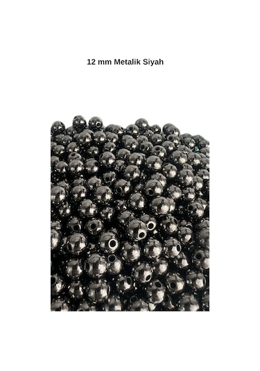 100 Gram - İnci Boncuk - 12 Mm Renk : Metalik Siyah