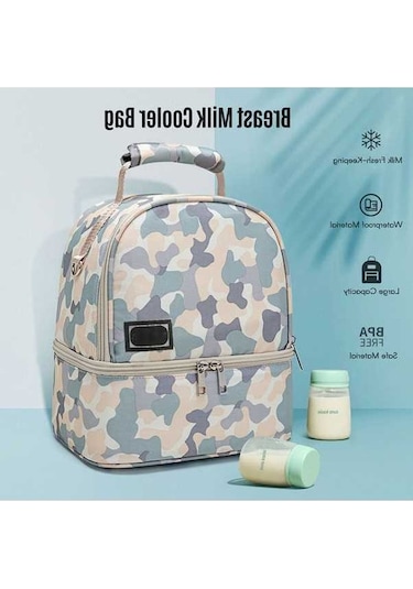 Flybuy Üst Tutan Taze Süt Su Soğutma Sırt Çantası Pompa Omuz Leezsing Katmanlı Göğüs Sızdırmaz Çift Biberon Askılı Gri