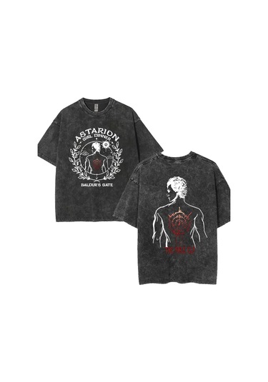Dshztooma Baldurs Gate 3 Astarion Vintage Elf T-shirt - Erkek/kadın Rahat Yıkama Y2k Tshirtbej Bej
