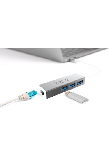 Inca Usb 4port Usb 3.0 Çoklayıcı Hub + Ethernet Rj45 Mulitiplexer - Iusb-03t