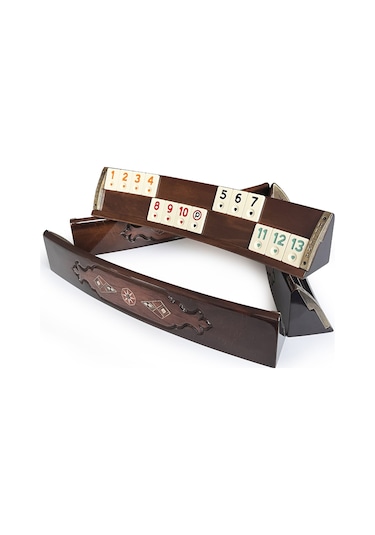 Helena Wood Art Mozaik İşlemeli Masif Ahşap Okey Seti Oval Takımı Gül