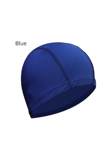 Mavi 1 Adet Düz Renk Kumaş Yüzme Şapkası Erkek Ve Kadın Uzun Saç Naylon Kumaş Şapka Erkekler Ve Kadınlar İçin Ücretsiz Boyut Düz Renk Mavi