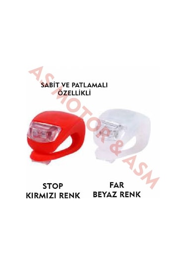 Bisiklet Silikon Ledli Lamba Süper 2 Adet. Taze Pilleriyle Kırmızı-Beyaz
