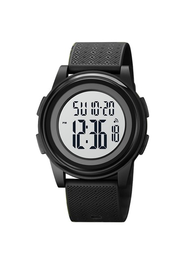 Tenfowee Skmeı 1895 Erkek Kadın Spor Saatleri - 50m Su Geçirmez, Led Işıklı Ekran, Alarm, 12/24 Saat Formatı, Pu Kordon Siyah Beyaz