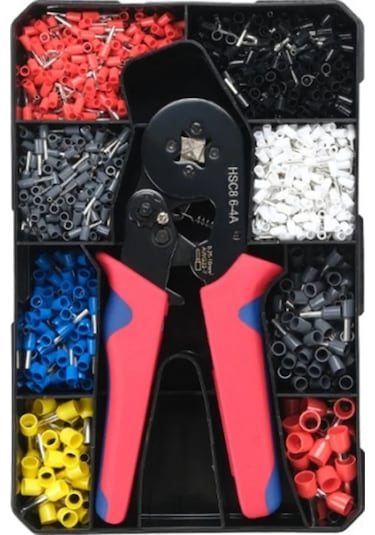 Gajeena 1800 Adet Çelik Vana Tipi Soğuk Presli Avrupa Stili Bağlantı Terminali Seti - Renkli Koruyucu Kapağı, Güçlü Presleme, Ergonomik Tasarım