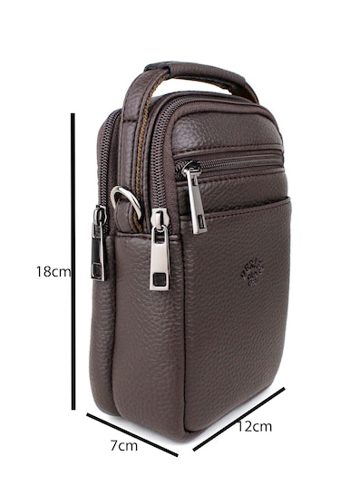 Erkek Kahverengi Çok Cepli Askılı El Ve Omuz Çantası Kahverengi