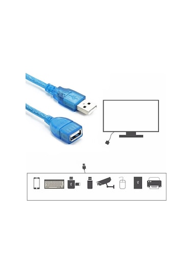1.8 Metre - Usb Uzatma Kablosu - Usb 2.0 Dişi / Erkek Uzatma Kablosu