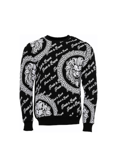 Wessi Siyah Taşlı Baskılı Ve Desenli Sweatshirt Siyah