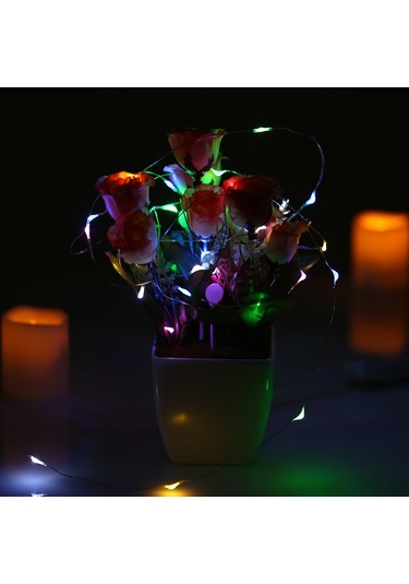 Ximistore9 5m 50 Led Renkli Işık Zinciri, 4.5v 3w, Ip65 Su Geçirmez, Pil İle Çalışır, Romantik Ve Festivite Atmosferi Çok Renkli