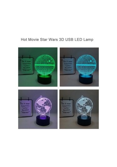 Soulader Star Wars Temalı 3d Işık Görüntüsü Gece Lambası Uzaktan Kumandalı Dekoratif Aydınlatma Beyaz