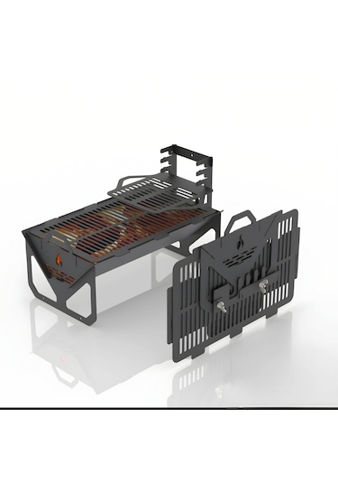 Katlanır 3mm Mangal. Çift Izgaralı Fermuarlı Çanta Hediyeli 12kg