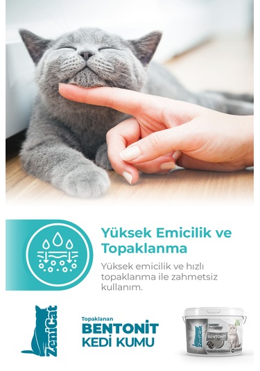 Zenicat Aktif Karbonlu Kedi Kumu İnce Taneli Doğal Bentonit 10 L