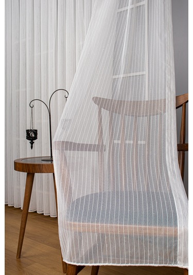 Tek Makarna Simli Armür Düz Tül Perde