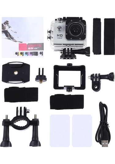 Diğer Full Hd 1080p 2.0 İnç Lcd Spor Kamerası, Su Geçirmez 30m, Generalplus 6624 Dv Beyaz