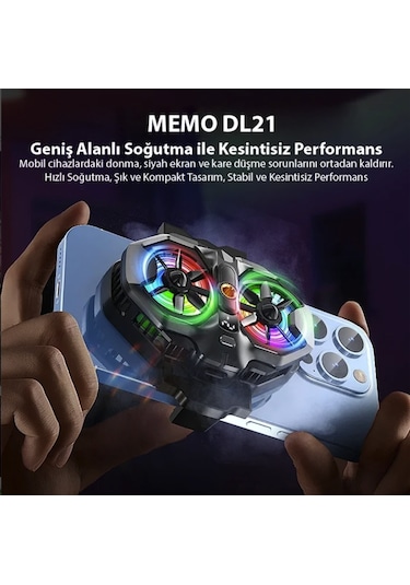 Turbo Çift Fanlı -2 Derece Telefon Soğutucu Oyun Canlı Yayın İçin Soğutucu Fan Memo Dl 21