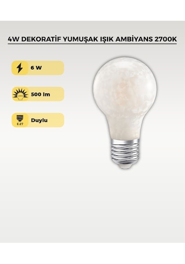 4w Soft Işık Led Ampul Dekoratif Yumuşak Işık Ambiyans 2700k 1 Adet