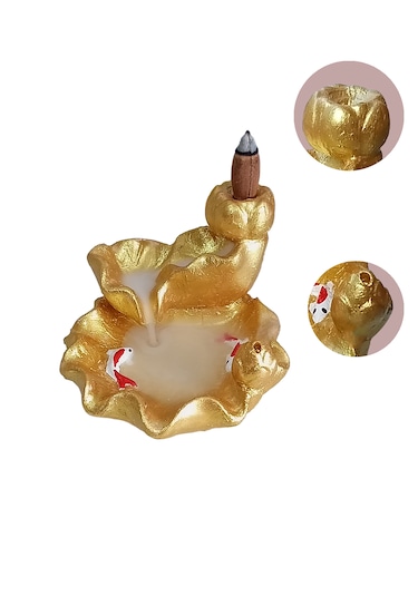 Havuzlu Ve Balık Figürlü Geri Akış Şelale Tütsülük Gold