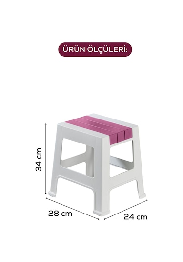 Vienev Plastik Küçük Tabure Pembe Pembe