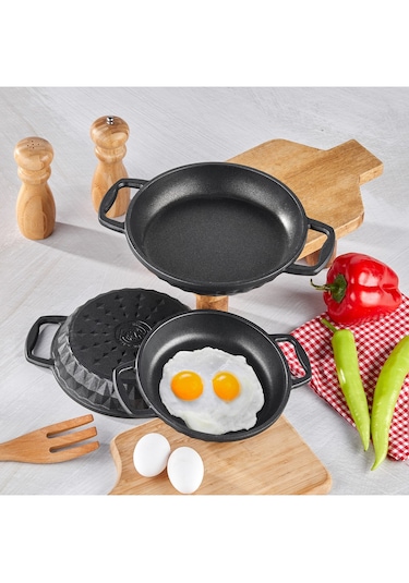 Taç Bella Döküm 3lü Sahan Set Siyah