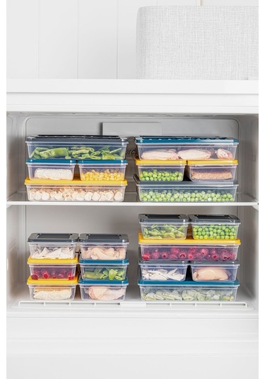 Meleni Home 4'lü Buzdolabı Organizer Mikrodalga Ve Difrize Uygun Saklama Kabı Antrasit 4 X 2400 Ml Çok Renkli