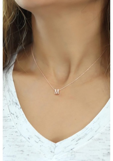 Harf Kolye. Üç Boyutlu Harf. Rose Altın Kaplama 925 Ayar Gümüş.