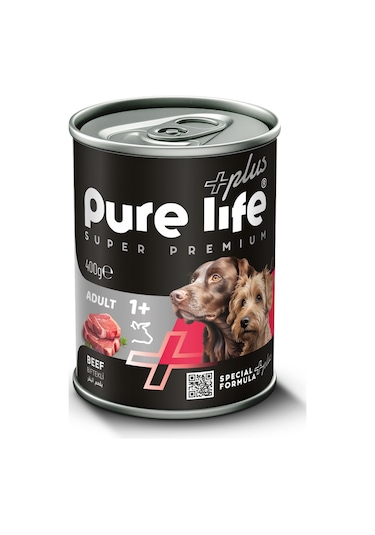 Purelife Plus Sığır Yetişkin Köpek Konserve Mama 400gr
