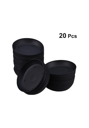 20 Adet Plastik Saksı Damlama Tepsisi Bitki Saksı Tabağı Saksı Şasi Tepsisi Şişmanlık Ekici Bahçe Balkon Siyah