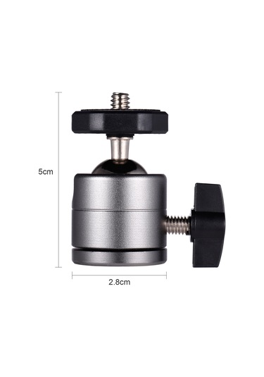 Geeroyoo Gri Alüminyum Mini Kafa, 360 Dönüşlü, 1/4" Vida, Fotoğraf Kamera Ve Kamkorder İçin Tripod Uyumlu Aksesuar