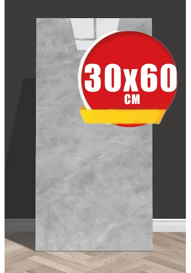 10 Adet 60x30 Kendinden Yapışkanlı Gri Pvc Duvar Paneli Gri