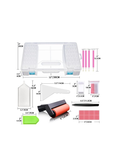 5d Elmas Boyama Alet Takımları Elmas Nakış Aksesuarları İçin Saklama Kutusu İle 64 Izgaralar Boncuk Saklama Kabı 42pcs