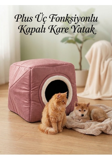 Plus Çok Fonksiyonlu Kedi Köpek Kare Yatak