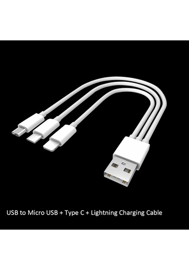 Springsun 3'ü 1 Arada Hızlı Şarj Kablosu - İphone, İpad, Samsung, Huawei Uyumlu