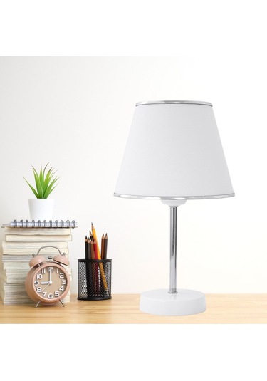 Beyaz Gümüş Julien Üçlü Abajur Ve Avize Seti Beyaz