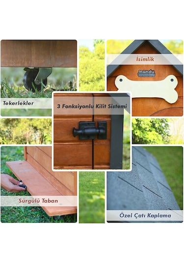 Mandu Isı Yalıtımlı Ahşap Köpek Kulübesi Small