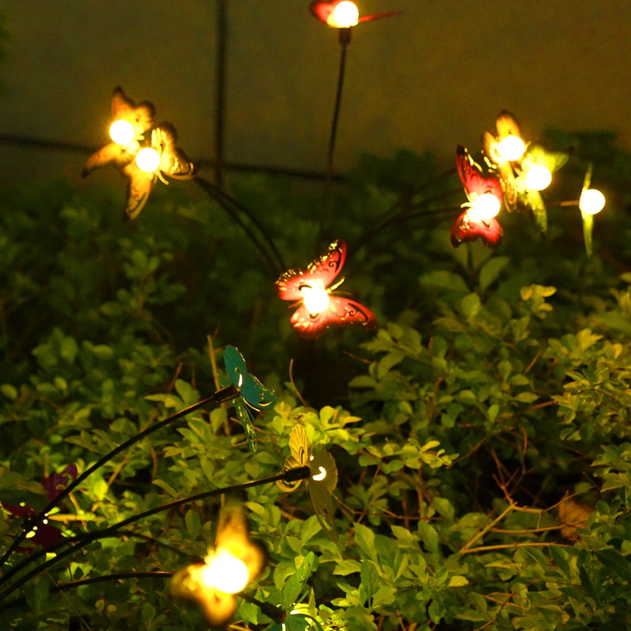 Yaleker Güneş Enerjili Bahçe Aydınlatması - Demir Çelik Kelebek Dekoratif Işık, Ip65 Su Geçirmez, Sıcak Işık, 6 Ayağa, 1 Adet Ilık Beyaz