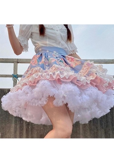 Fastbuy Homyl Kadın Katmanlı Şifon Kombinezon Etek Beyaz, Şık Ve Kabarık Tasarım Beyaz