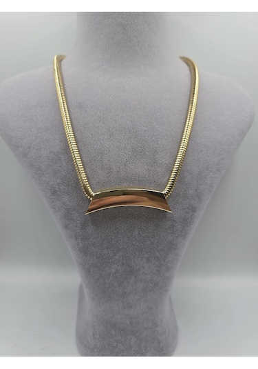 Vip Zara Model Kalın Zincir Plaka Kolye Altın