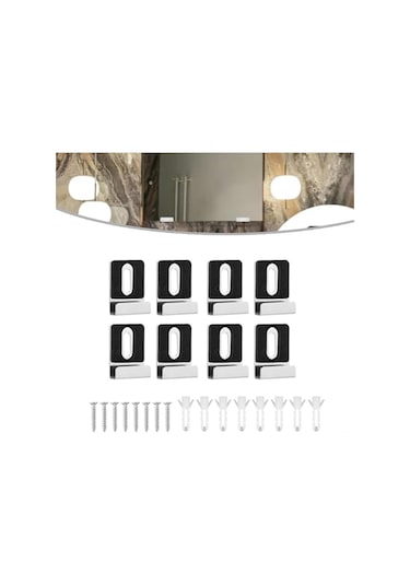 Vkemall 304 Paslanmaz Çelik Ayna Tutucu Seti, Güvenli Ve Şık Montaj İçin 8 Parça Metal Ayna Askısı