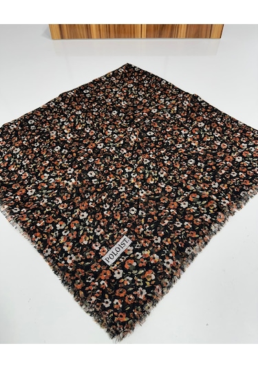 Poloist Desenli Flamlaı Keten Eşarp- 05652 Kiremit