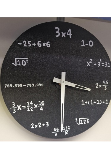 Matematik Denklemli Duvar Saati - Siyah Modern Okul Ve Ofis Hediyesi
