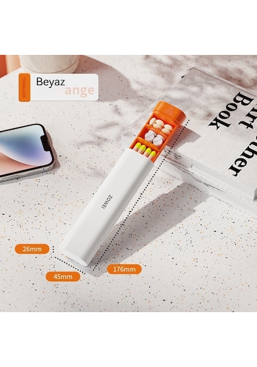 Yeiuyi7 Uzun Şerit 1 Hafta Kullanımı 7 Bölme Portatif Hap Kutusu Sarı