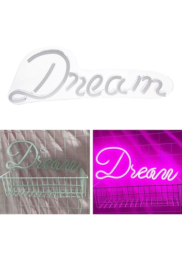 Homyl Led Neon Işık Usb Powered "rüya" Bar Oturma Odası Pembe Pembe