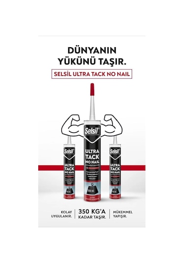12 Adet Selsil Ultra Tack Montaj Yapıştırıcı Korniş Yapıştırıcısı 290 Ml 290 ML