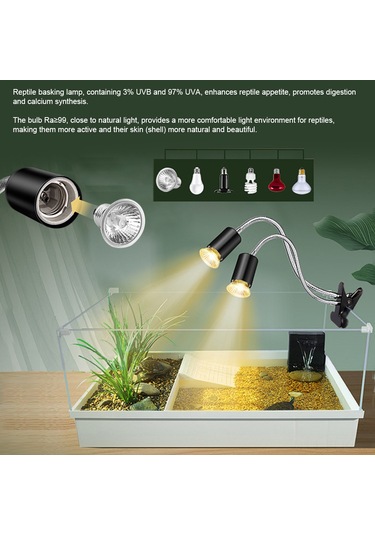 Xindoker "çift Başlı Otomatik Zaman Ayarlı Sürüngen Isıtma Ve Uvb Lambası - 75w Kaplumbağa, Kertenkele İçin"