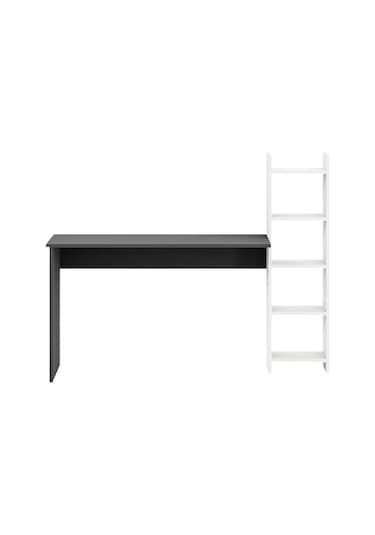 Kitaplıklı Fonksiyonel Çalışma Masası Antrasit Gri- Beyaz Beyaz - Gri