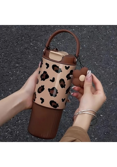 Brightnova Brown Grain 27oz Sızdırmaz Termos Şişe - 316 Paslanmaz Çelik Kadın Erkek Seyahat Ofis Spor Hediye 07 Beyaz