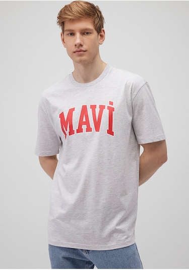 Mavi - Mavi Logo Baskılı Gri Tişört 0611711-85438 Gri