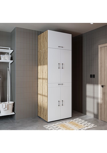 Dora Kapaklı Çamaşır Ve Kurutma Makinesi Dolabı Atlantik Beyaz Atlantik Çam - Beyaz